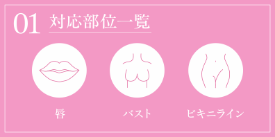 01 対応部位一覧 唇 バスト ビキニライン